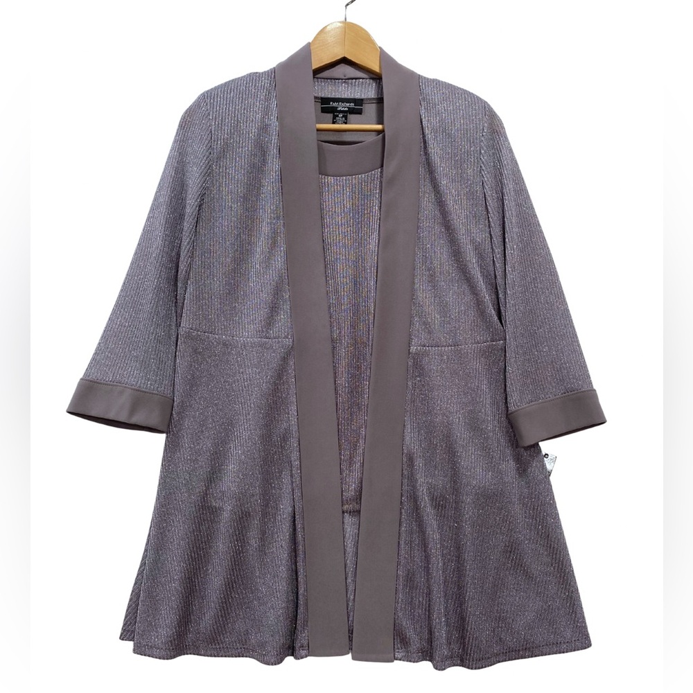 NWT R&M Richards Silver Gray Metallic Shimmer 2-Piece Set Women’s Size 6 Petite